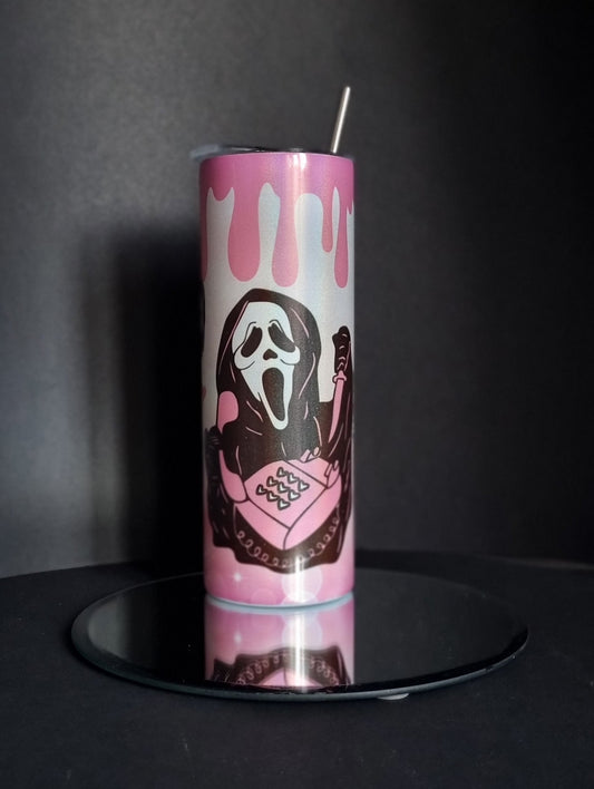 Drippy ghost face scream inspired thermal 20oz skinny tumbler