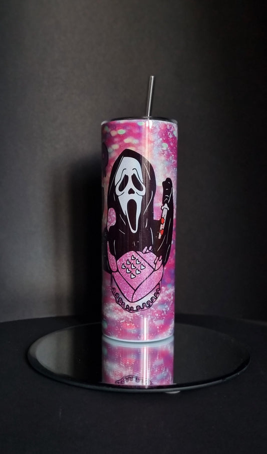 Ghost face scream inspired thermal 20oz skinny tumbler