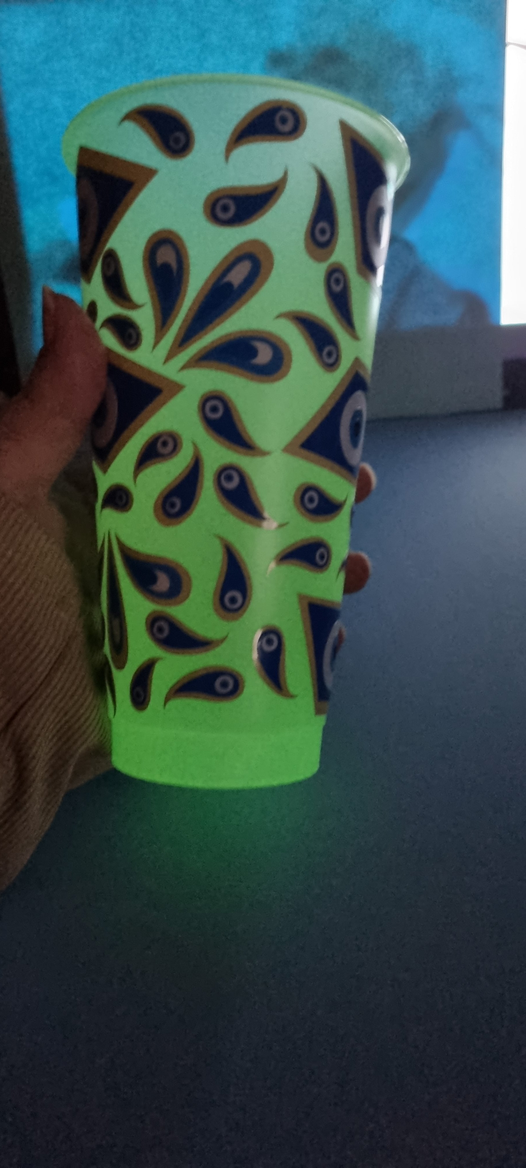 Evil eye glow in the dark cold cup, 24oz tumbler with lid and straw, keep the negative energy away wherever you go. neuroversecreations