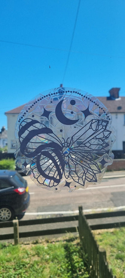 crystal butterflies suncatcher,crystal suncatcher,  suncatcher, celestial suncatcher, crystal butterflies decals, crystal decal, witch neuroversecreations