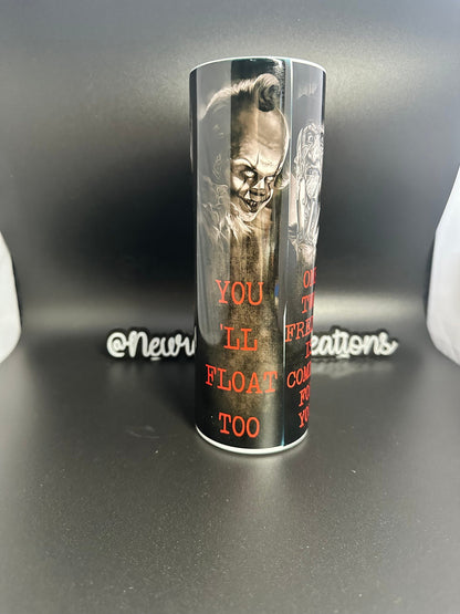 horror movie quote thermal skinny tumbler with lid and straw/ scary movies, horror, thrillers, scream, friday , it, jason,