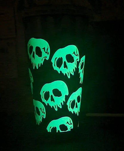 poison apple glow in the dark, 24oz cold cup, pale green and florescent green, Starbucks cup, tumbler with lid and straw, frosted clear cup neuroversecreations