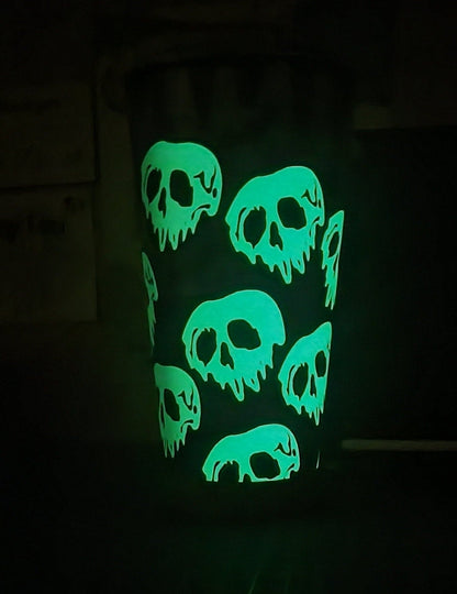 poison apple glow in the dark, 24oz cold cup, pale green and florescent green, Starbucks cup, tumbler with lid and straw, frosted clear cup neuroversecreations